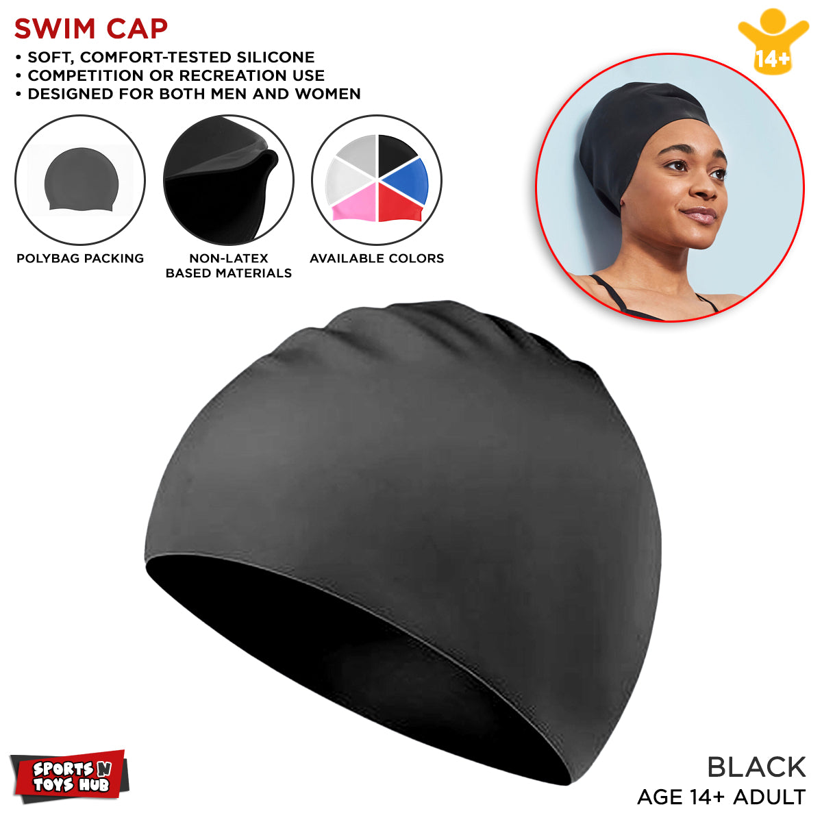 Swimming Silicone Cap Free Size For Adults and Kids Swimmers