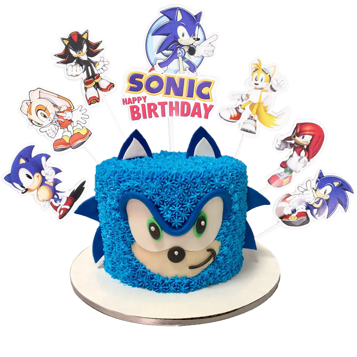Cartoon Characters HBD Sonic Cake Topper - 7 Pcs
