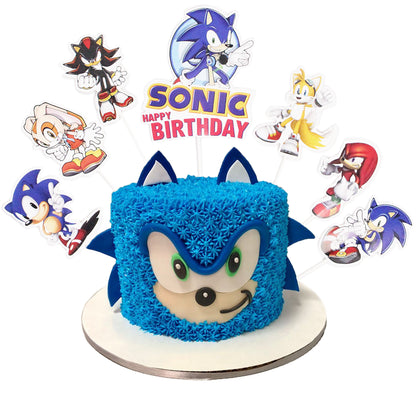 Cartoon Characters HBD Sonic Cake Topper - 7 Pcs