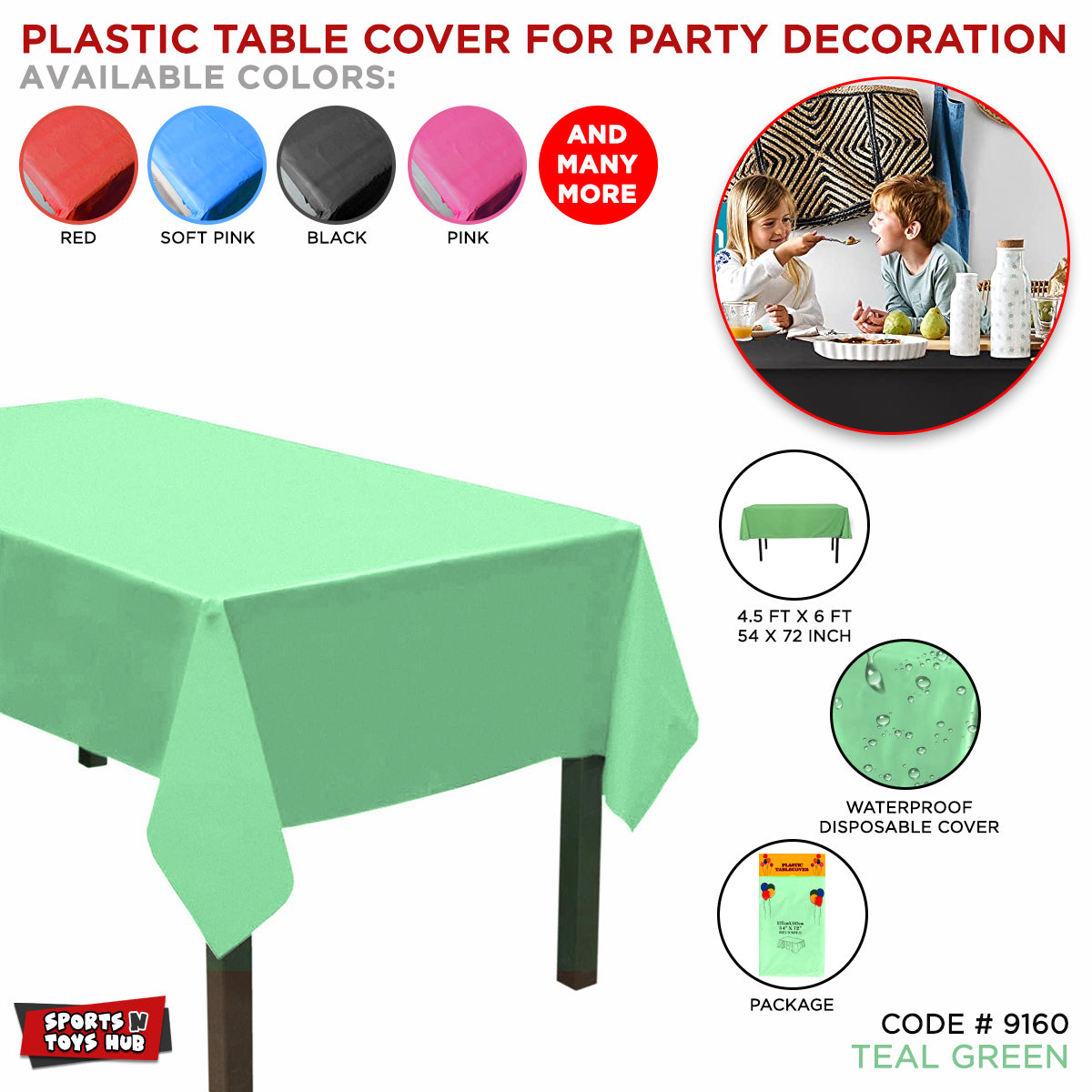 Green Color Plastic Table Cover Collection