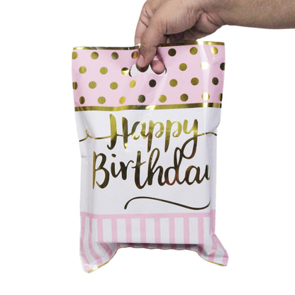 Printed Happy Birthday Polka Dot Style Goodies Gift Bags - 10 Pcs