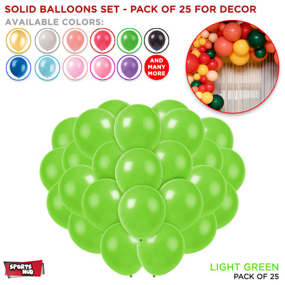 1.5 Gram Solid Latex 10 Inch Round Balloons - 25 Pcs