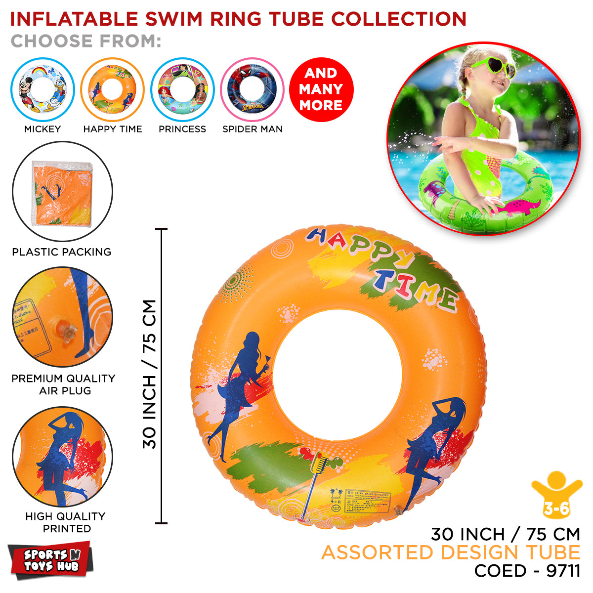 80 CM 15 To 20 Age Swimming Ring Tube