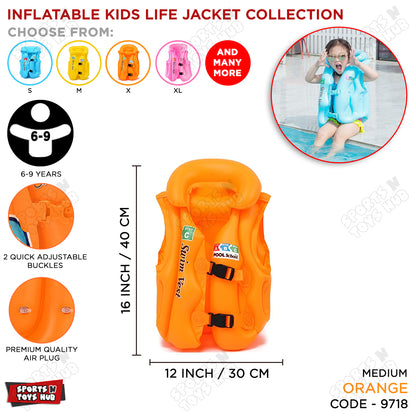 Inflatable Life Jacket for Kids - Medium Size / 6 to 9 Years