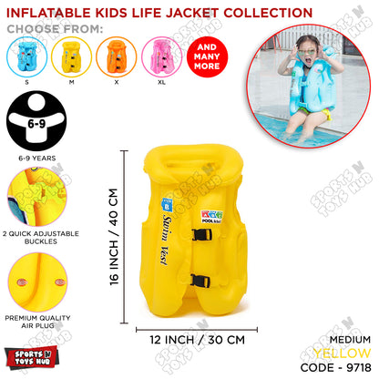 Inflatable Life Jacket for Kids - Medium Size / 6 to 9 Years