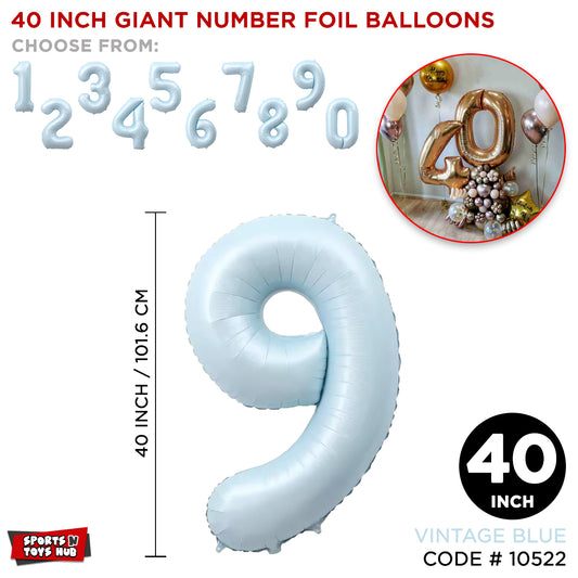 40 Inch Vintage Blue Number Foil Balloon