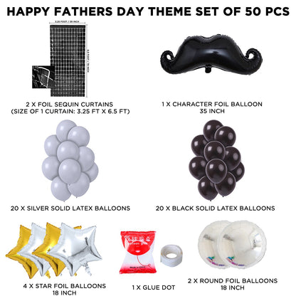 Moustache Foil Balloon Set Rectangle Curtain Theme -  Pack Of 50