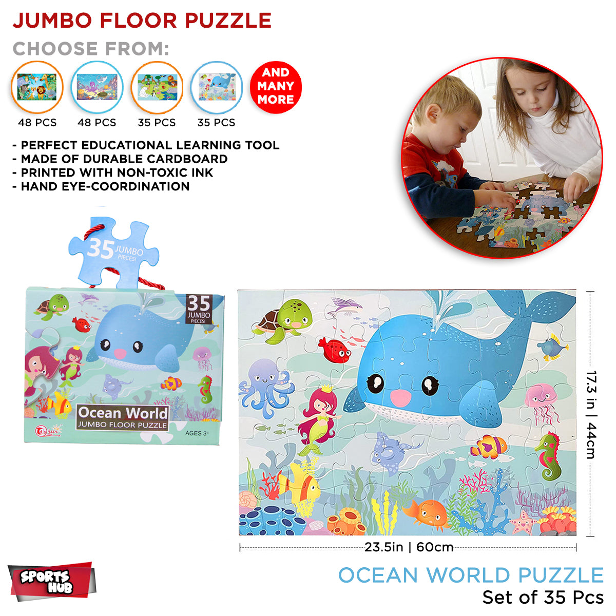 35 Pcs Jumbo Ocean World Jigsaw Puzzles For Kids