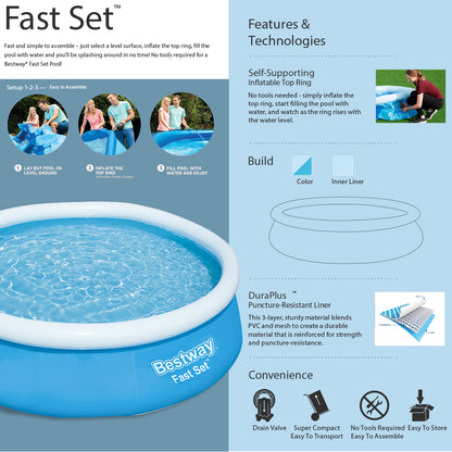 6 Ft Bestway Inflatable Fast Set Swimming Pool For Kids - 57392