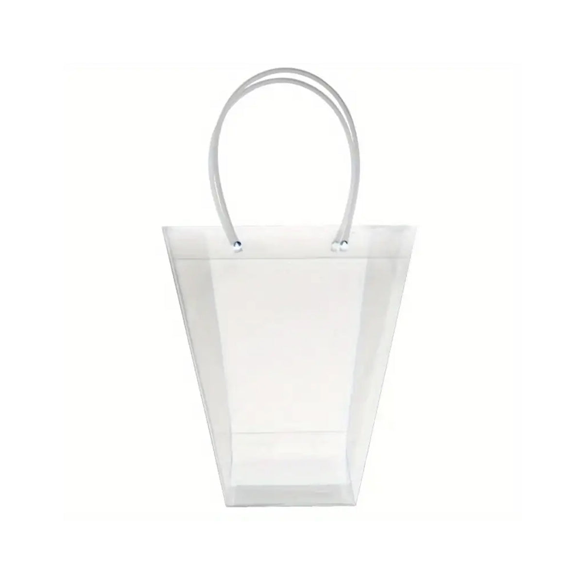 Transparent PVC Flower Bouquet Tote Bags with Long Pipe Handles – Pack of 1