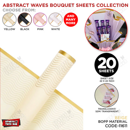 New Flower Bouquet Abstract Waves Design Sheet Collection, Floral Paper