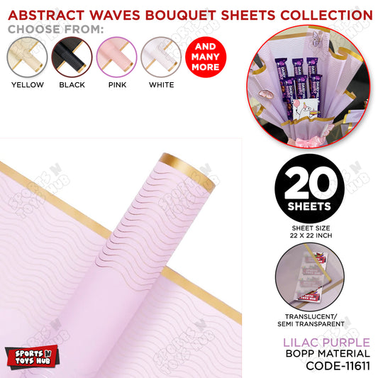 New Flower Bouquet Abstract Waves Design Sheet Collection, Floral Paper