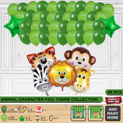 Jungle Safari Animal Character Foil Balloon Set Theme