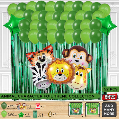 Jungle Safari Animal Character Foil Balloon Set Theme