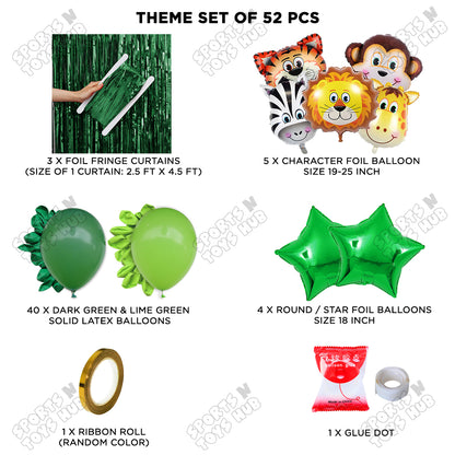 Jungle Safari Animal Character Foil Balloon Set Theme