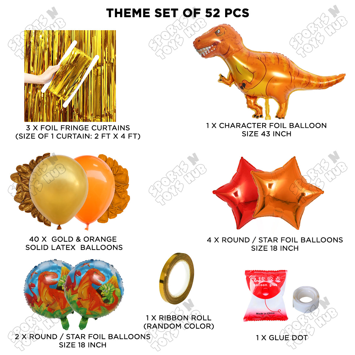 T-Rex Dino Foil Balloon Theme Decoration Set