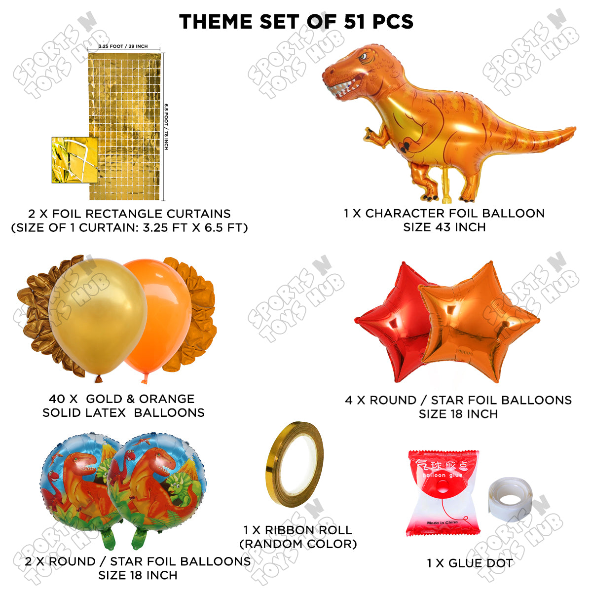 T-Rex Dino Foil Balloon Theme Decoration Set