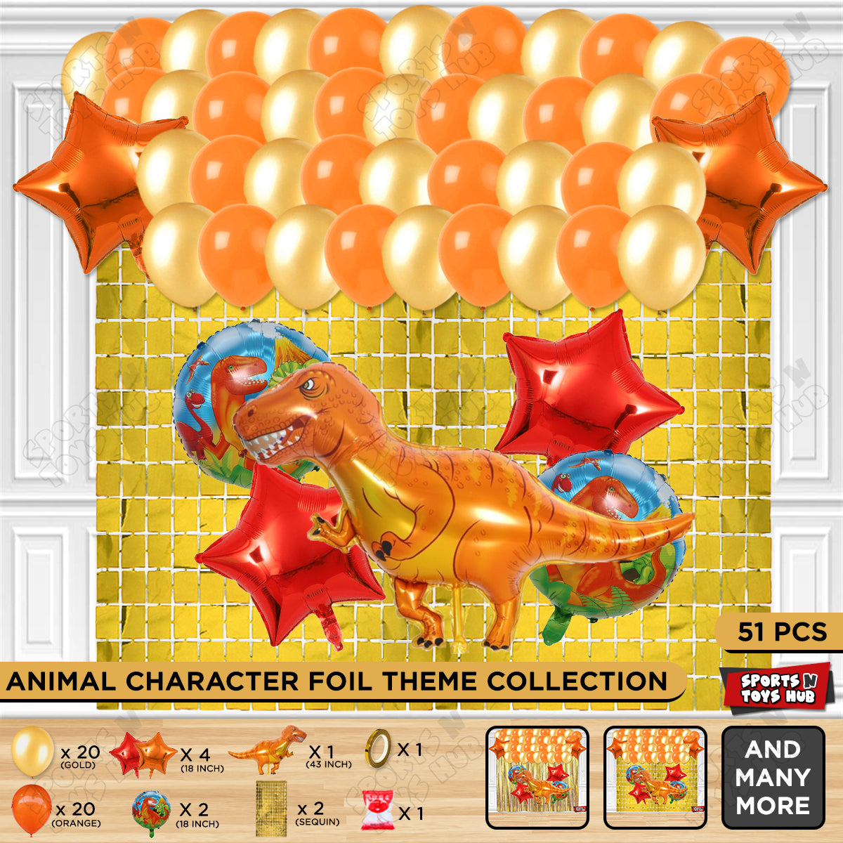 T-Rex Dino Foil Balloon Theme Decoration Set