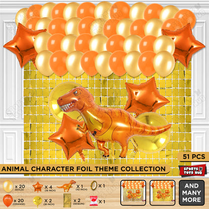 Jumbo T-Rex Orange Dino Foil Balloon Theme Decoration Set