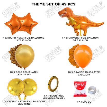 Jumbo T-Rex Orange Dino Foil Balloon Theme Decoration Set