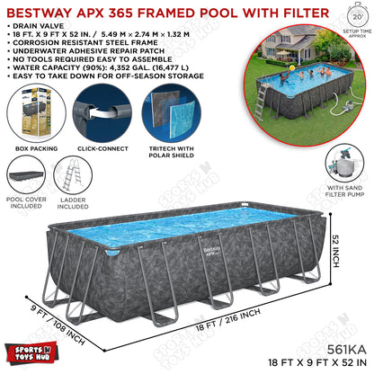 Bestway APX 365 Rectangle Above Ground Pool Set - 561KA