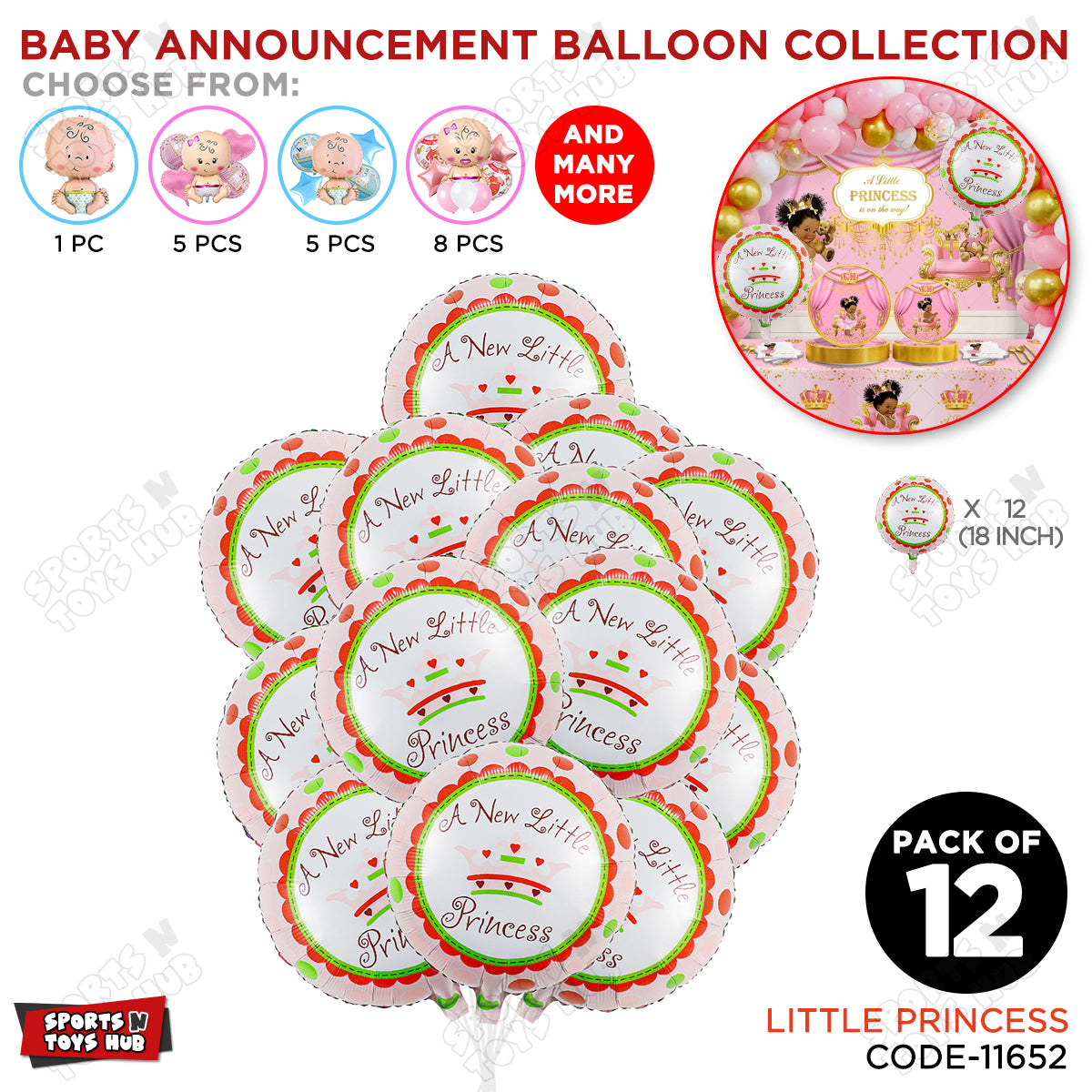 Baby Announcement Little Princess Round Foil Balloon