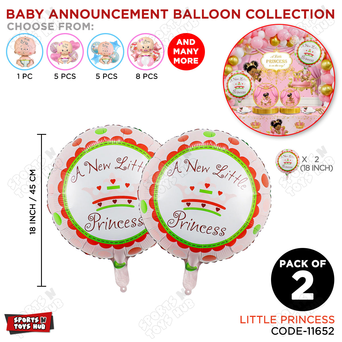 Baby Announcement Little Princess Round Foil Balloon