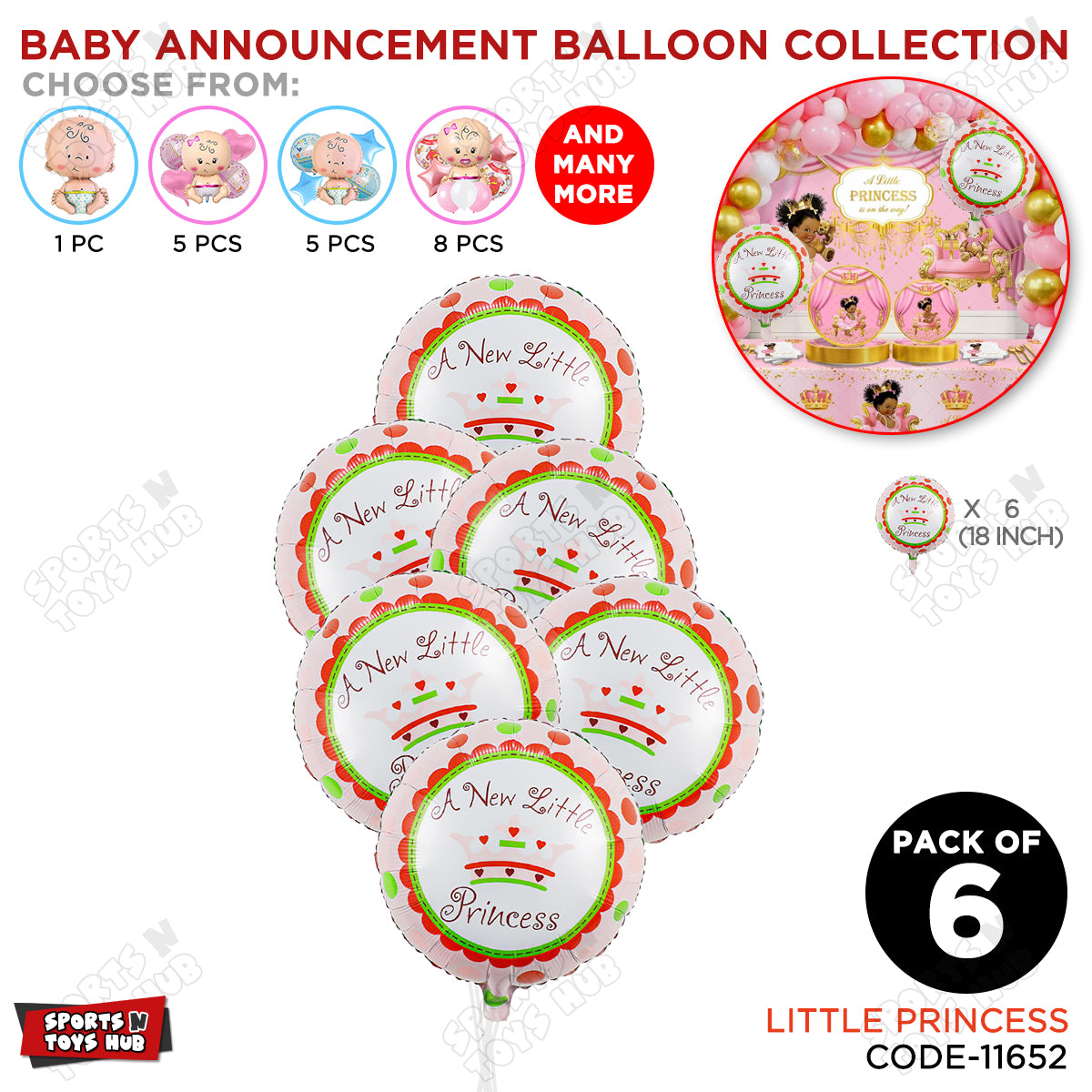 Baby Announcement Little Princess Round Foil Balloon