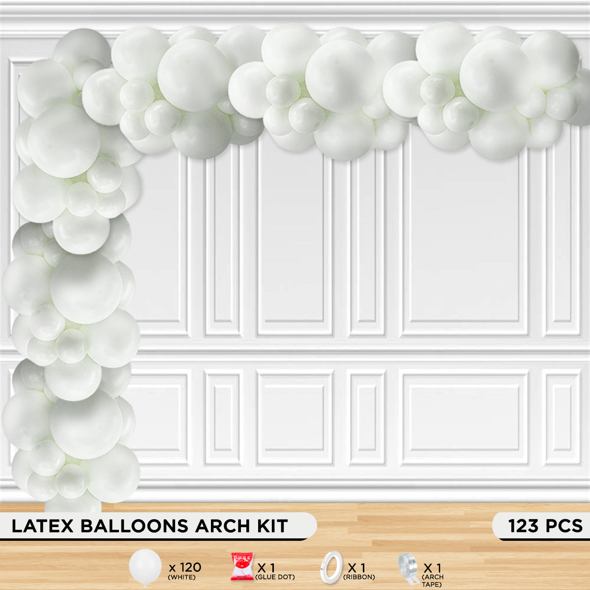White Latex Solid Latex Balloons Available In 9, 12, 18 & 36 Inch Sizes