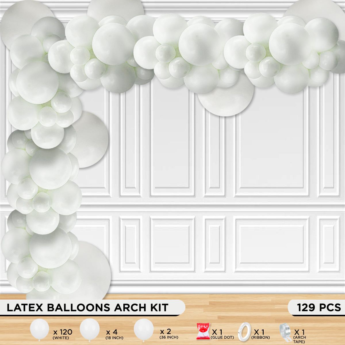 White Latex Solid Latex Balloons Available In 9, 12, 18 & 36 Inch Sizes
