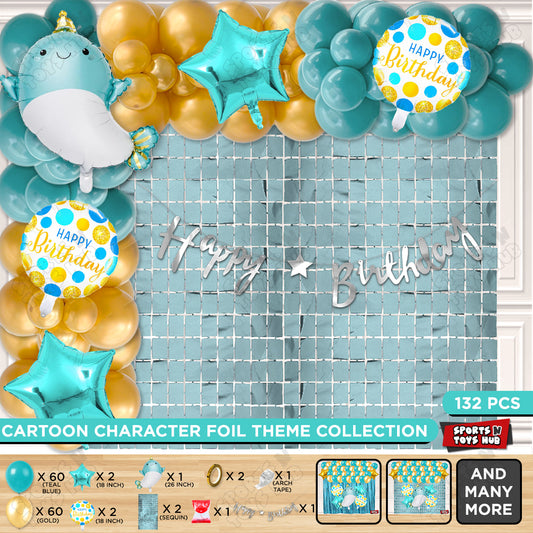 Cute Whale Cursive Card Banner Balloon Arch Theme