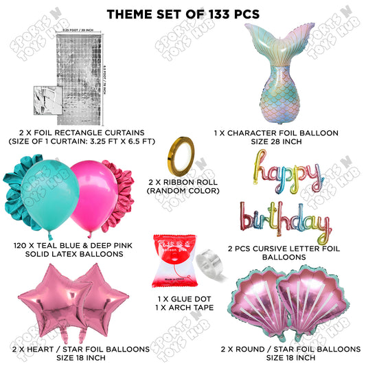 Mermaid Tail Cursive Foil Letter Balloon Arch Theme Collection