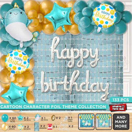 Cute Whale Cursive Foil Letter Balloon Arch Theme Collection