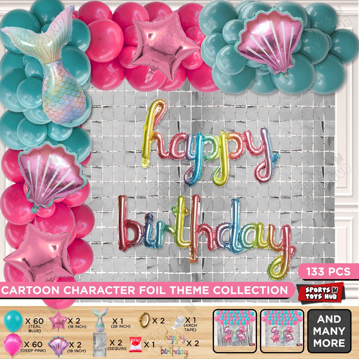 Mermaid Tail Cursive Foil Letter Balloon Arch Theme Collection