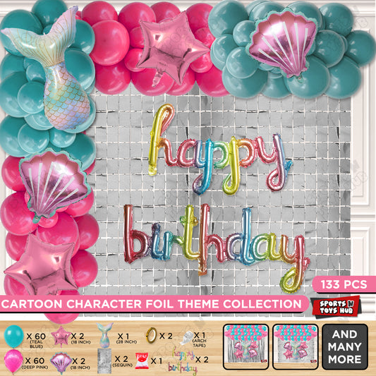 Mermaid Tail Cursive Foil Letter Balloon Arch Theme Collection