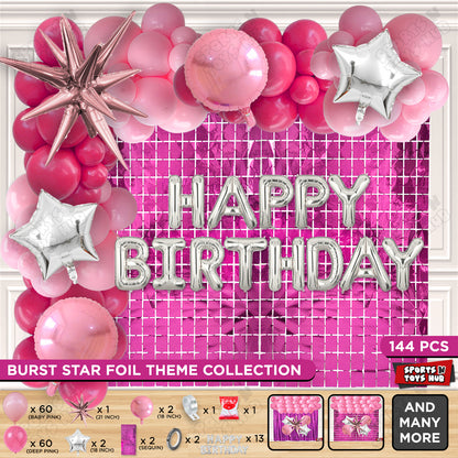 Brust Star Lilac Color Foil Balloon Set With Happy Birthday Foil Letter Balloon Arch Theme