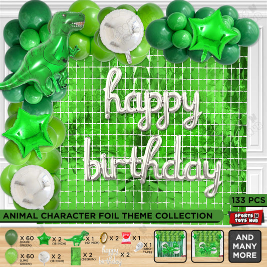Jumbo T-Rex Green Dino Cursive Foil Letter Balloon Arch Theme