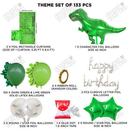 Jumbo T-Rex Green Dino Cursive Foil Letter Balloon Arch Theme