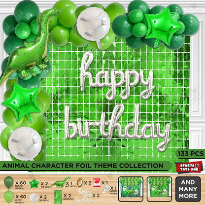 Jumbo Apatosaurus Green Dino Cursive Foil Letter Balloon Arch Theme