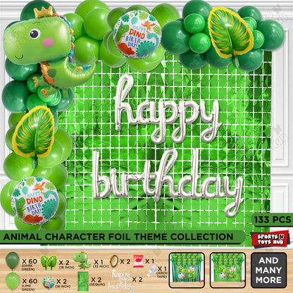 Happy Dino Cursive Foil Letter Balloon Arch Theme