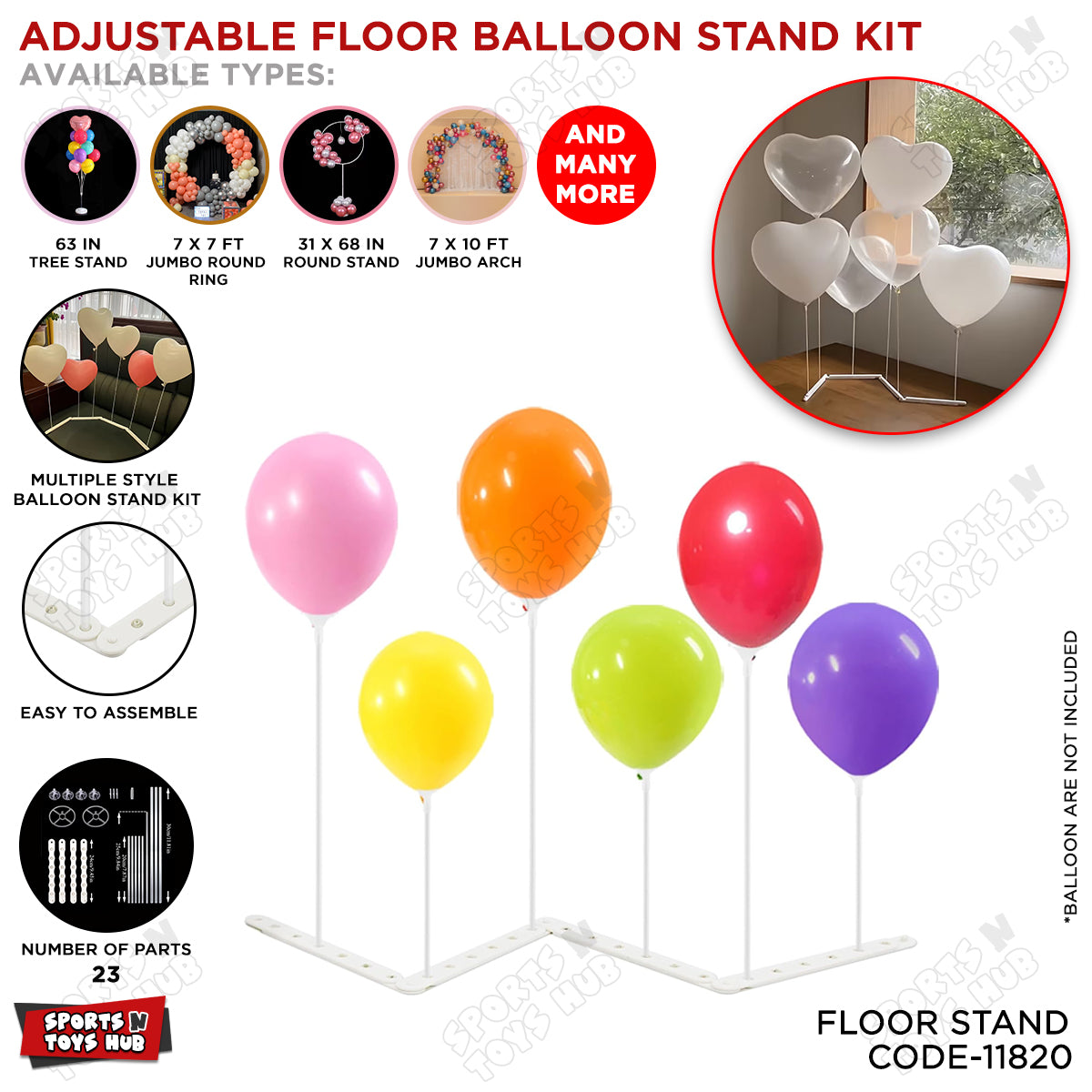Adjustable Floor Balloon Stand Kit – Flexible Angle Balloon Stand Column, DIY Party Decoration Stand For Birthday