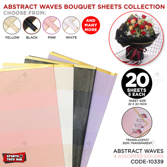 Flower Bouquet Abstract Waves Design Sheet Collection, Floral Paper