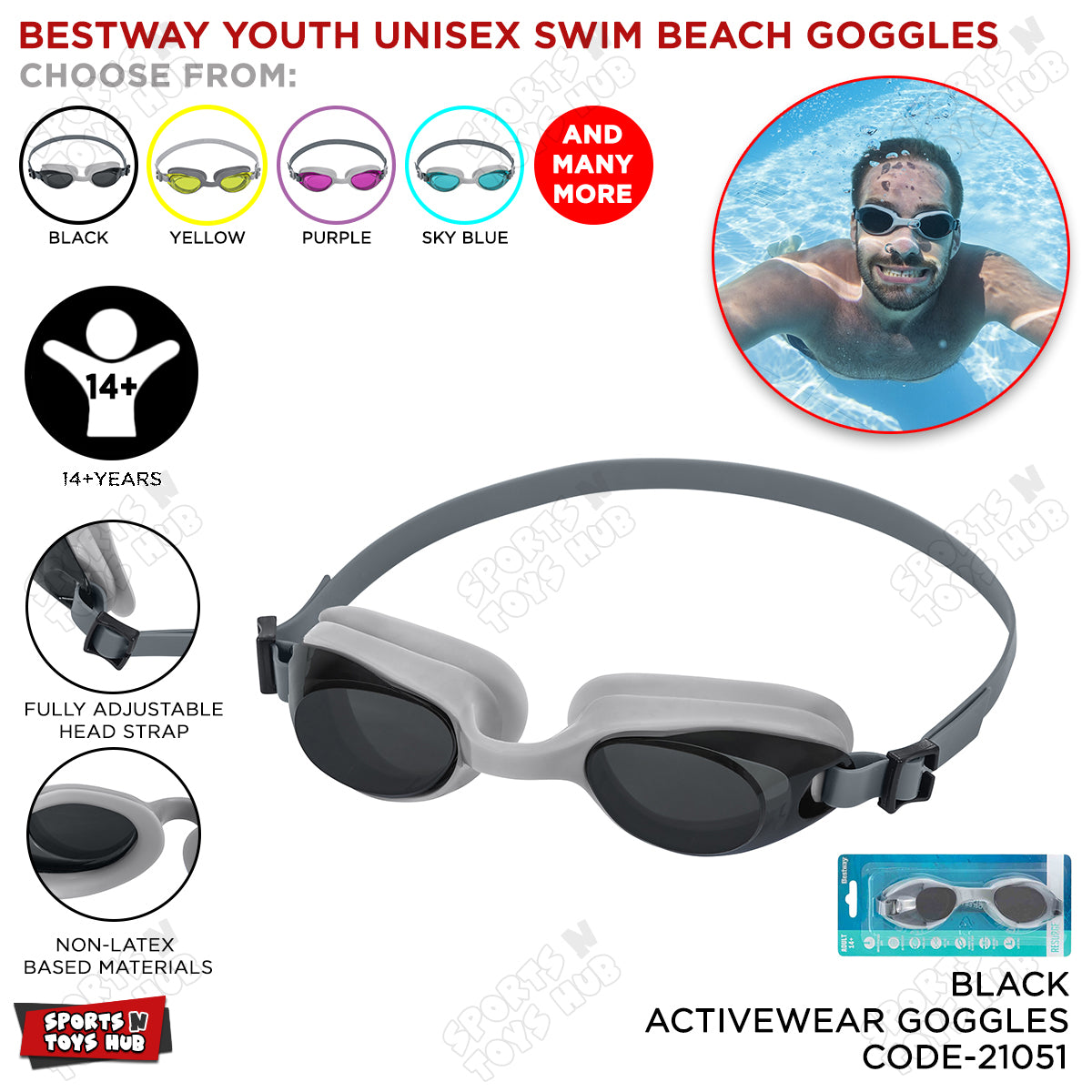 Bestway Eyewear Anti Fog Uv Protection Swimming Goggles - 21051