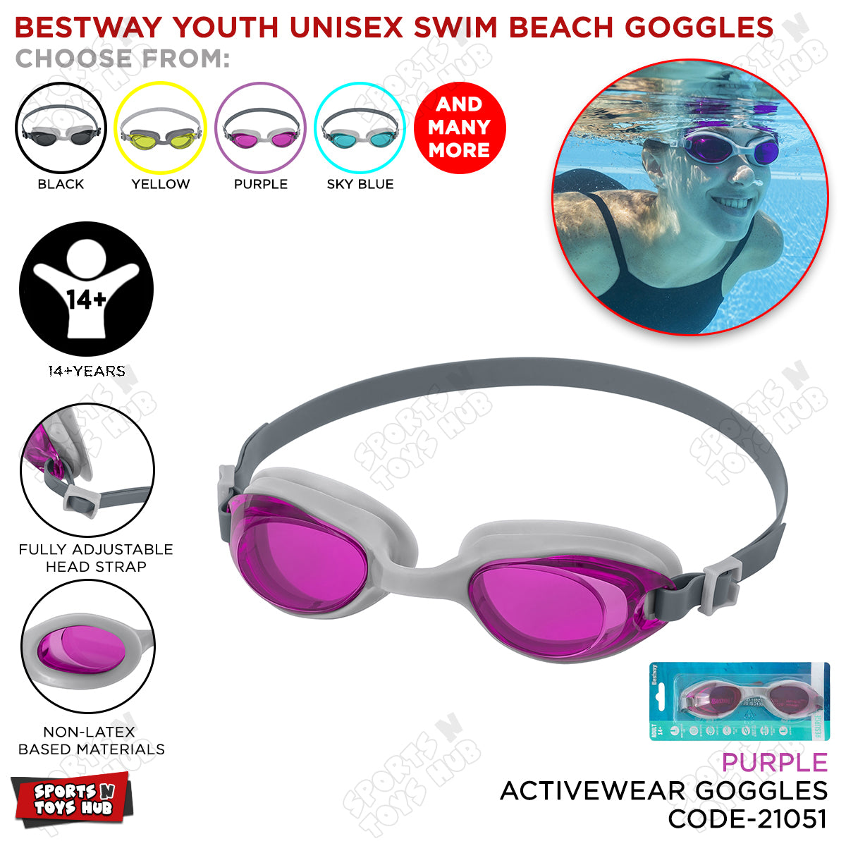 Bestway Eyewear Anti Fog Uv Protection Swimming Goggles - 21051
