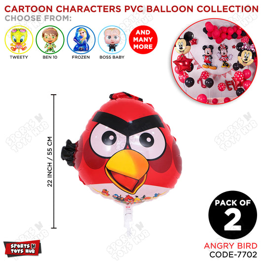 Cartoon Character @ngry Bird PVC Foil Balloon - 2 Pcs