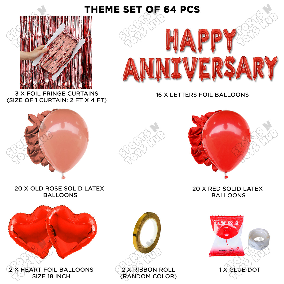 Happy Anniversary Red Foil Letter Curtain Theme Collection