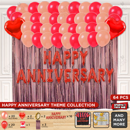 Happy Anniversary Red Foil Letter Curtain Theme Collection