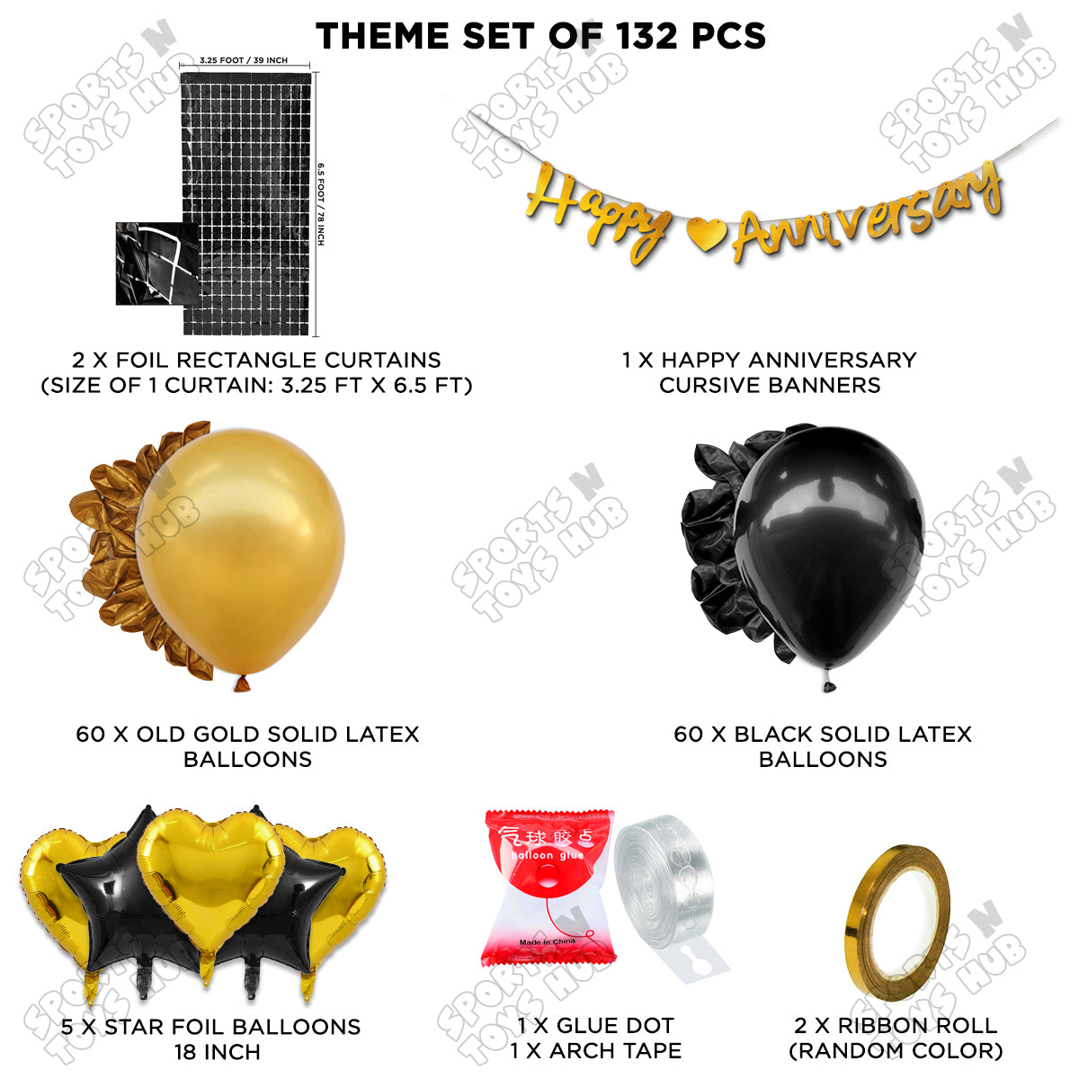 Happy Anniversary Gold Cursive Banner Arch Theme Collection