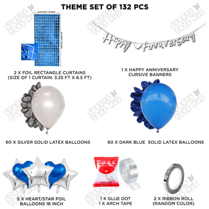 Happy Anniversary Silver Cursive Banner Arch Theme Collection