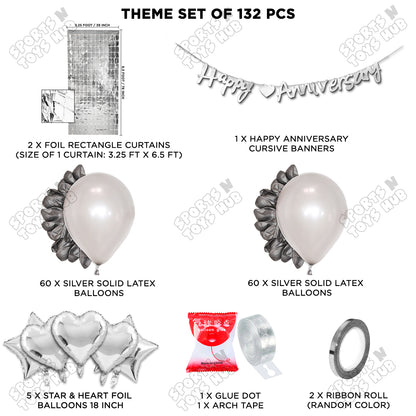 Happy Anniversary Silver Cursive Banner Arch Theme Collection